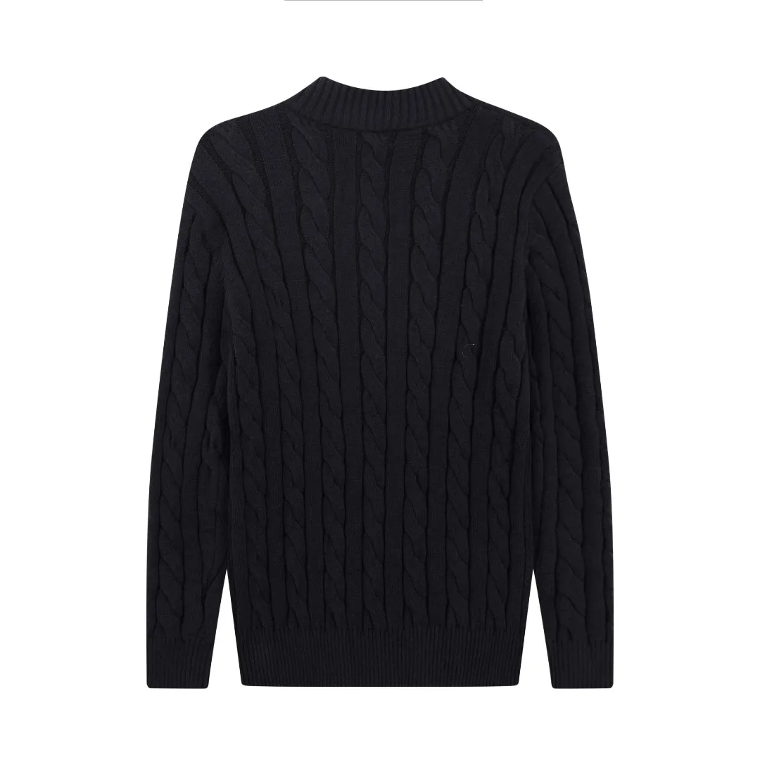 P230 RALPH LAUREN Ralph Lauren seven-color classic small label embroidered stand-collar long-sleeved half-zip knitted sweater tops for men and women seven colors Color: black white gray royal blue pink sky blue khaki code number: S M L XL material: cotton
